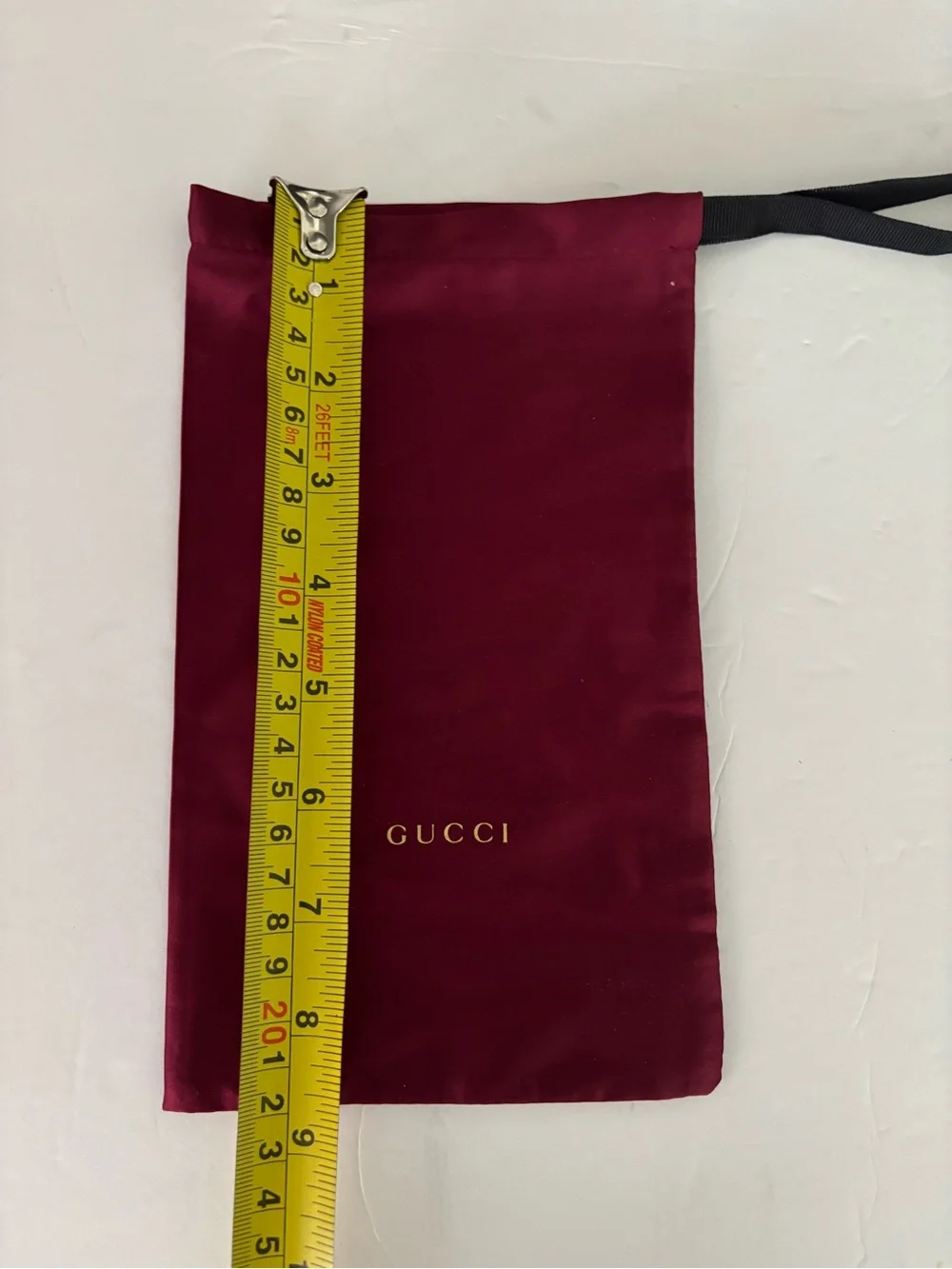 Gucci Burgundy/Red Drawstring Glasses Pouch with Gold Logo